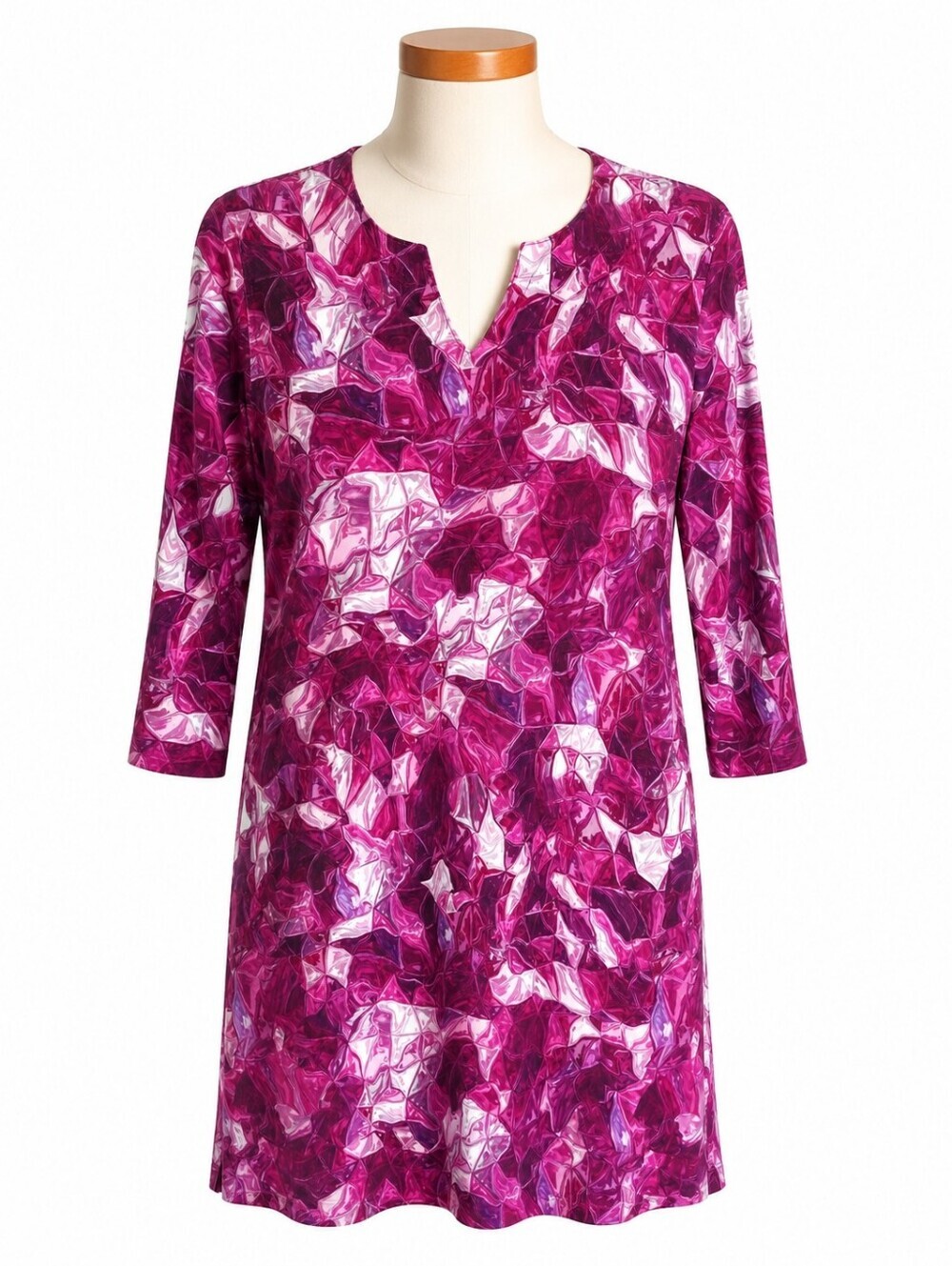 Light Bare Women's Pink Print UV Protection Stretch Shift Dress Sz S Beach Vacay